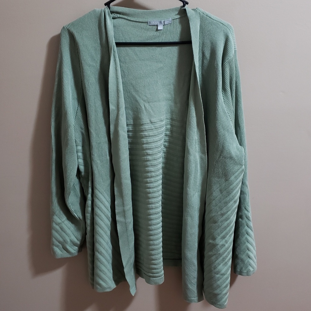 Open front cardigan with ribbing detailing